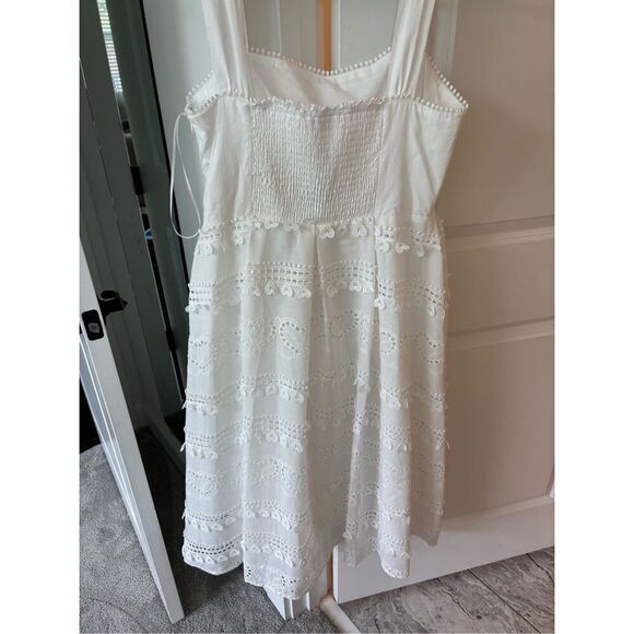 NWT Anthropologie x English Factory - Poplin Heart Embroidery White Midi Dress, - Picture 8 of 13